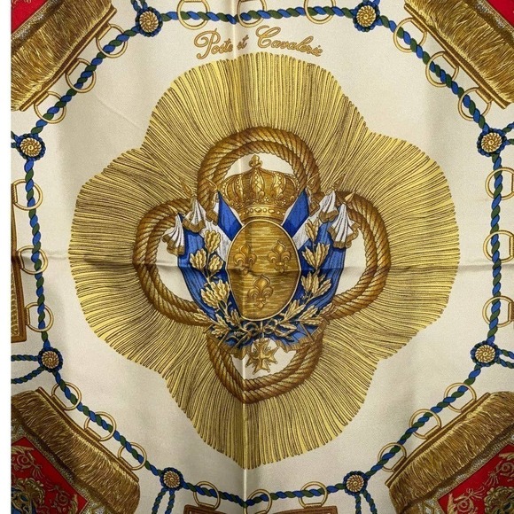 HERMES Carre 90 100% Silk Square Scarf POSTE ET CAVALERIE - Picture 12 of 16